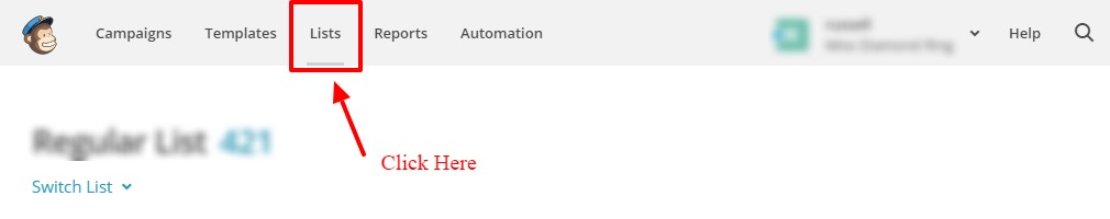 mailchimp top list tab