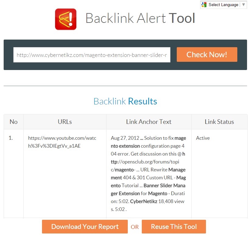 backlink report