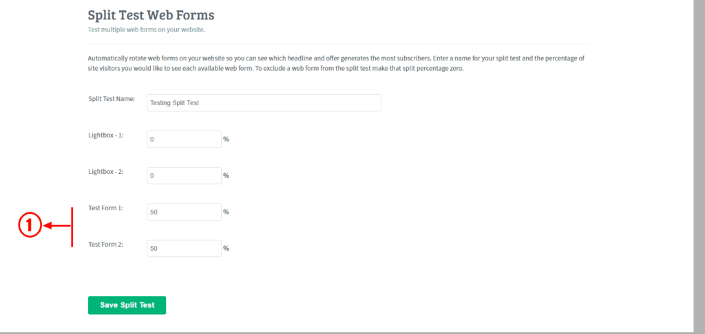 Split test form cutomization