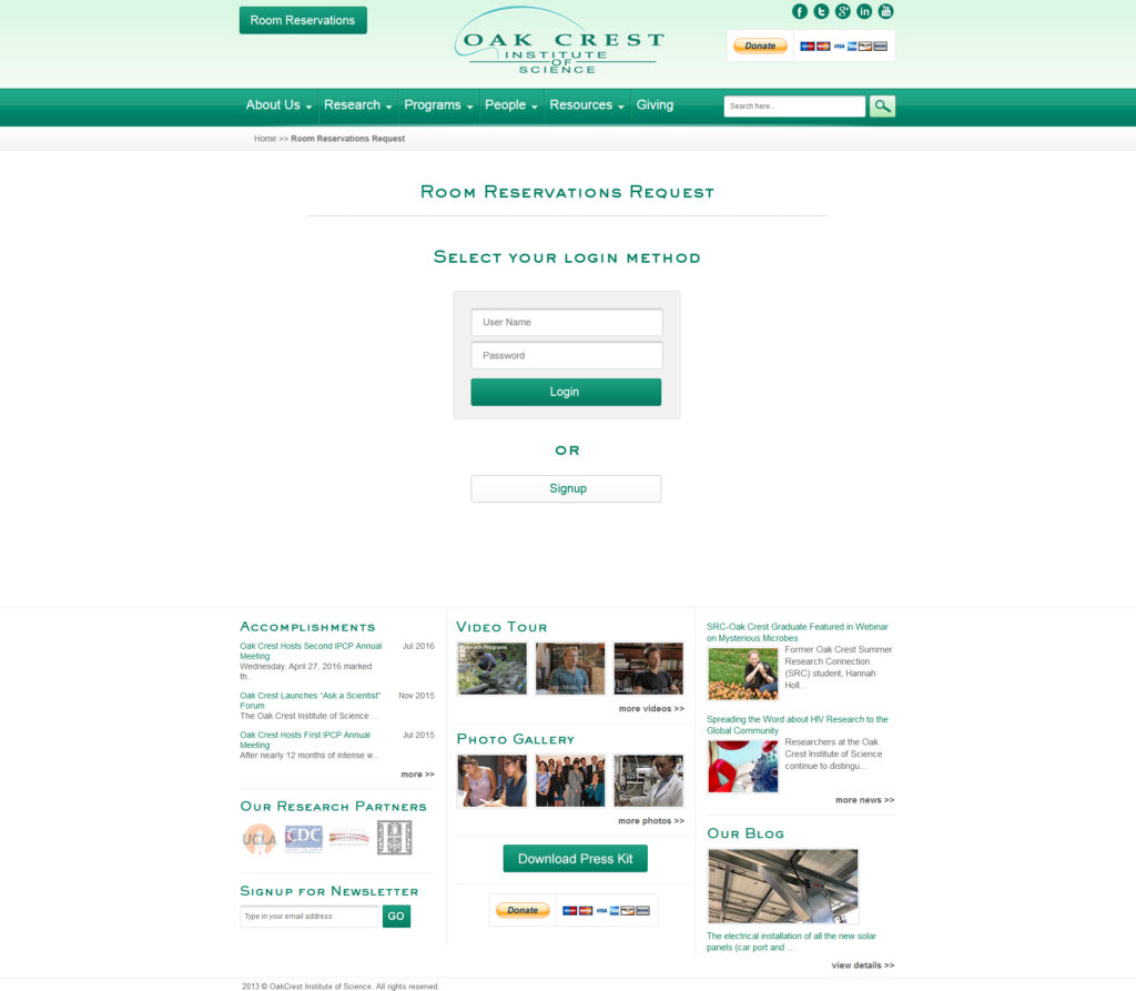 sign up page
